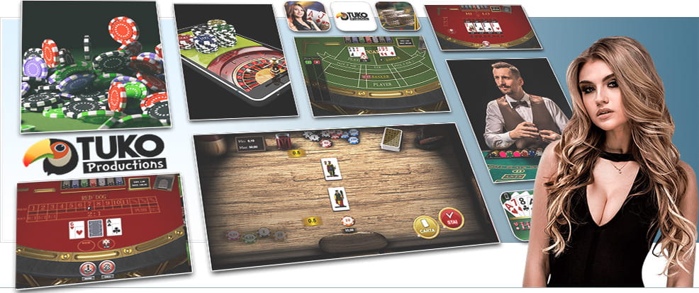 Una testimonial dei casinò Tuko Productions e alcuni dei più riusciti giochi da tavolo sviluppati dal provider.